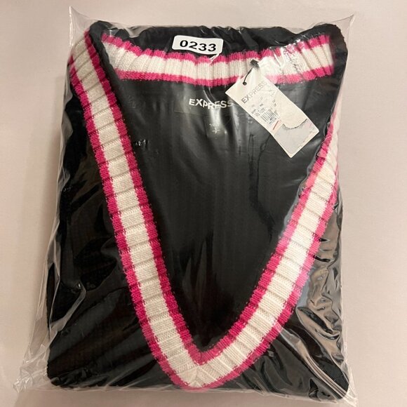 Express Oversized High/Low Hem V-Neck Black Tunic/Sweater NWT - Picture 9 of 9